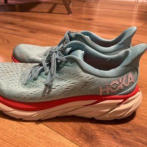 Hoka Clifton 8 Womens Blue and Orange, Size 7.5
